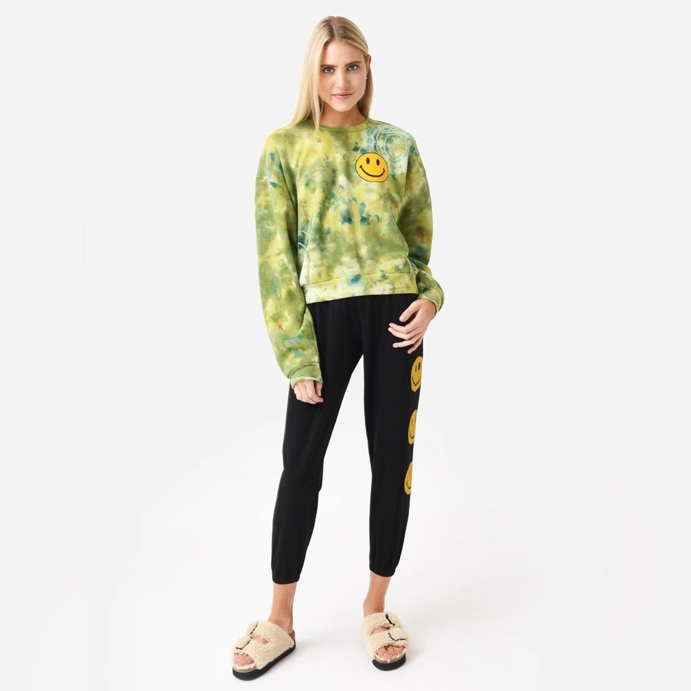 Aviator Nation Hand Dyed Smiley 2 Crewneck Sweatshirt